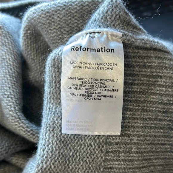 Reformation Cashmere Garrett Cropped Gray Turtleneck Sweater Sz XL NEW - Picture 13 of 16